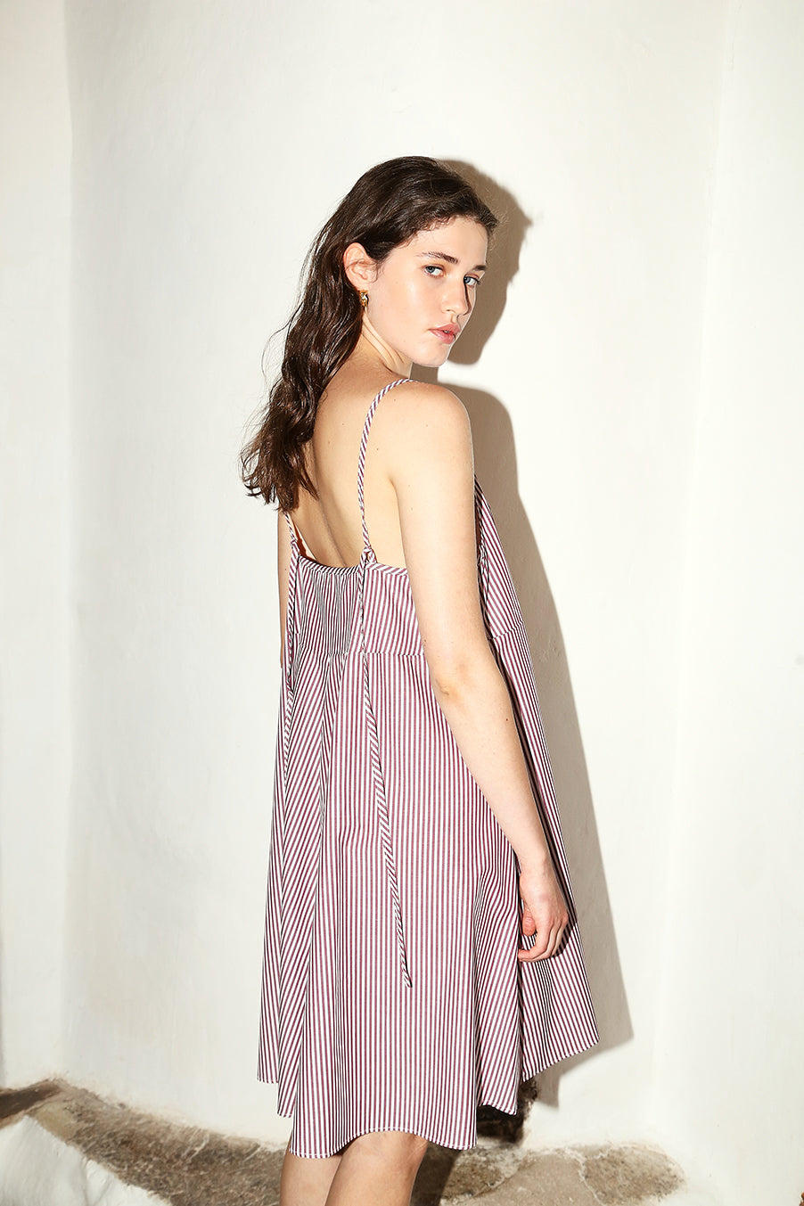 Datura Mini Slip Dress -  Burgundy/White Stripe