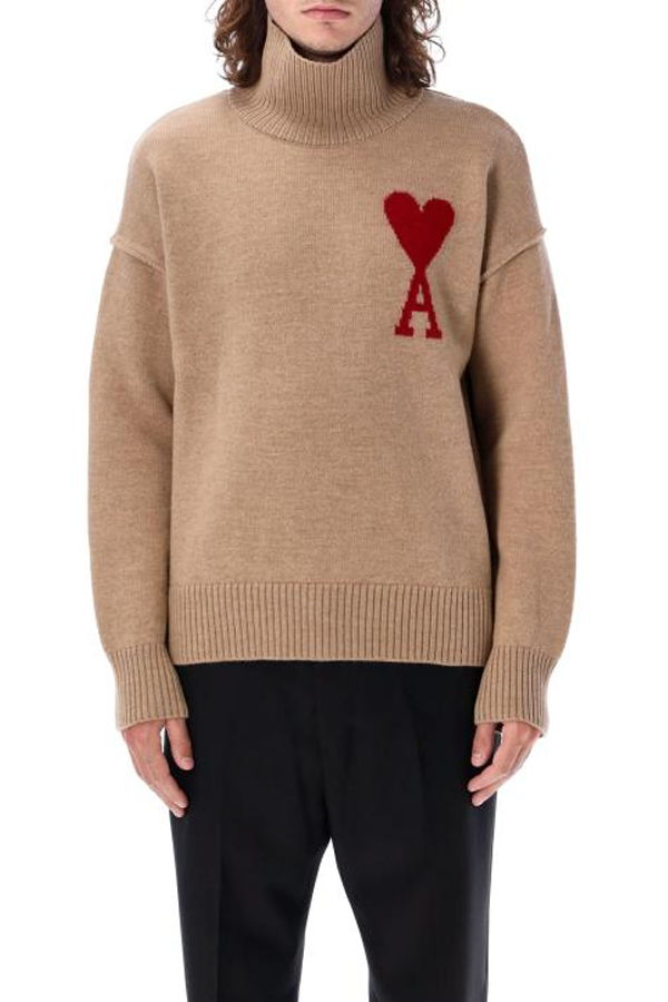 AMI ADC Turtleneck Sweater - Camel Red
