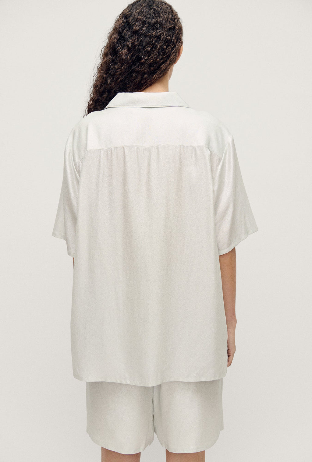 Silk Laundry Camp Shirt - Silver Foil