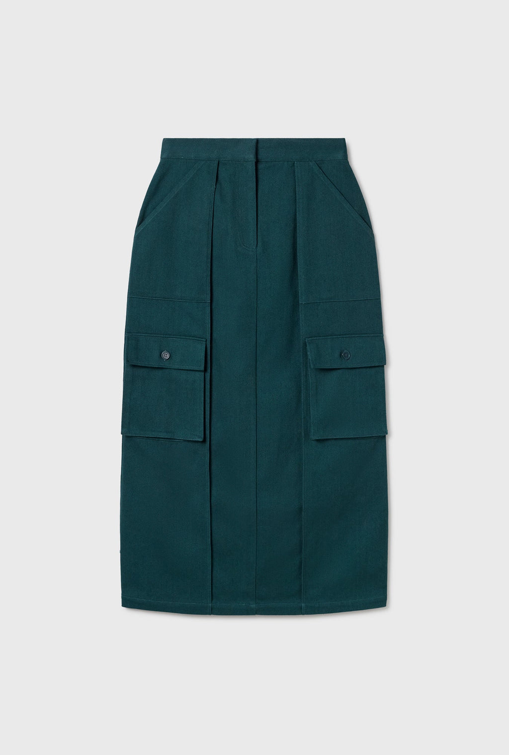Silk Laundry Canvas Cargo Skirt - Teal