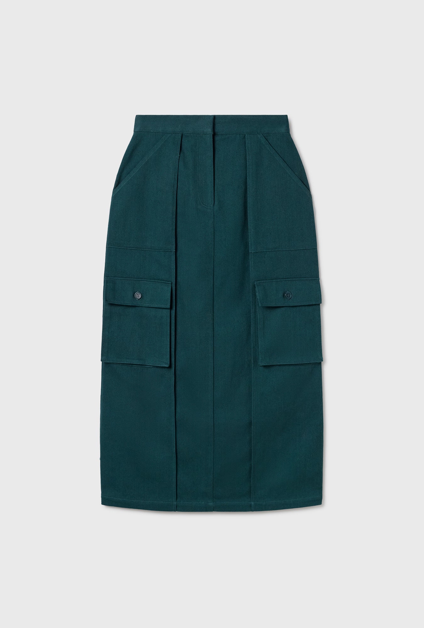 Silk Laundry Canvas Cargo Skirt - Teal