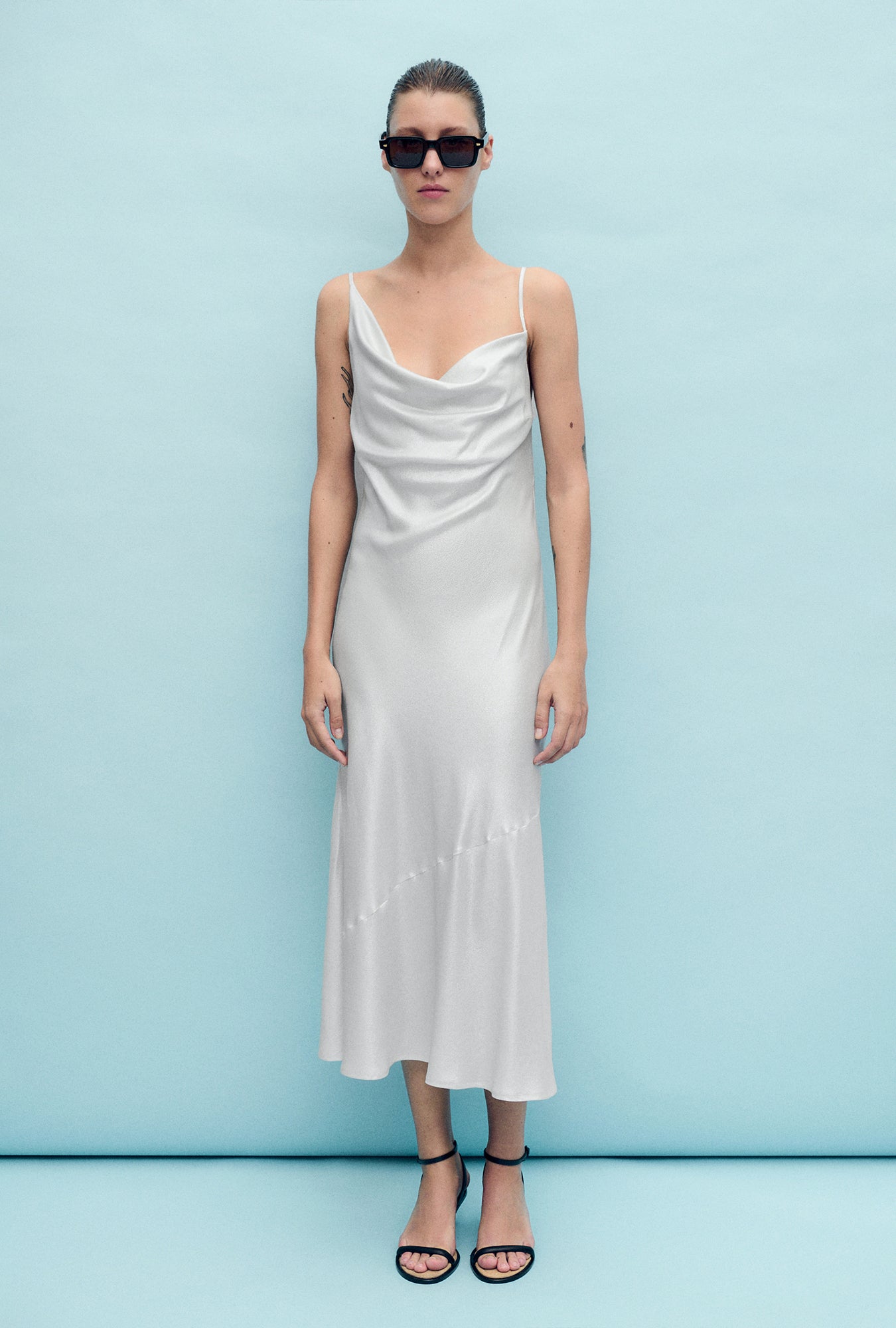 Silk Laundry Carrie Dress - Silver Foil