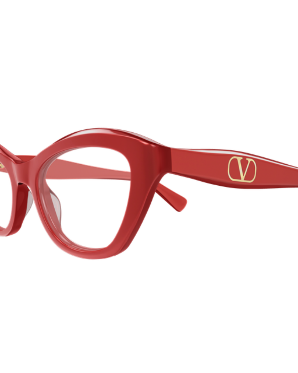 Valentino Cat-Eye Oval Glasses - Red/Transparent