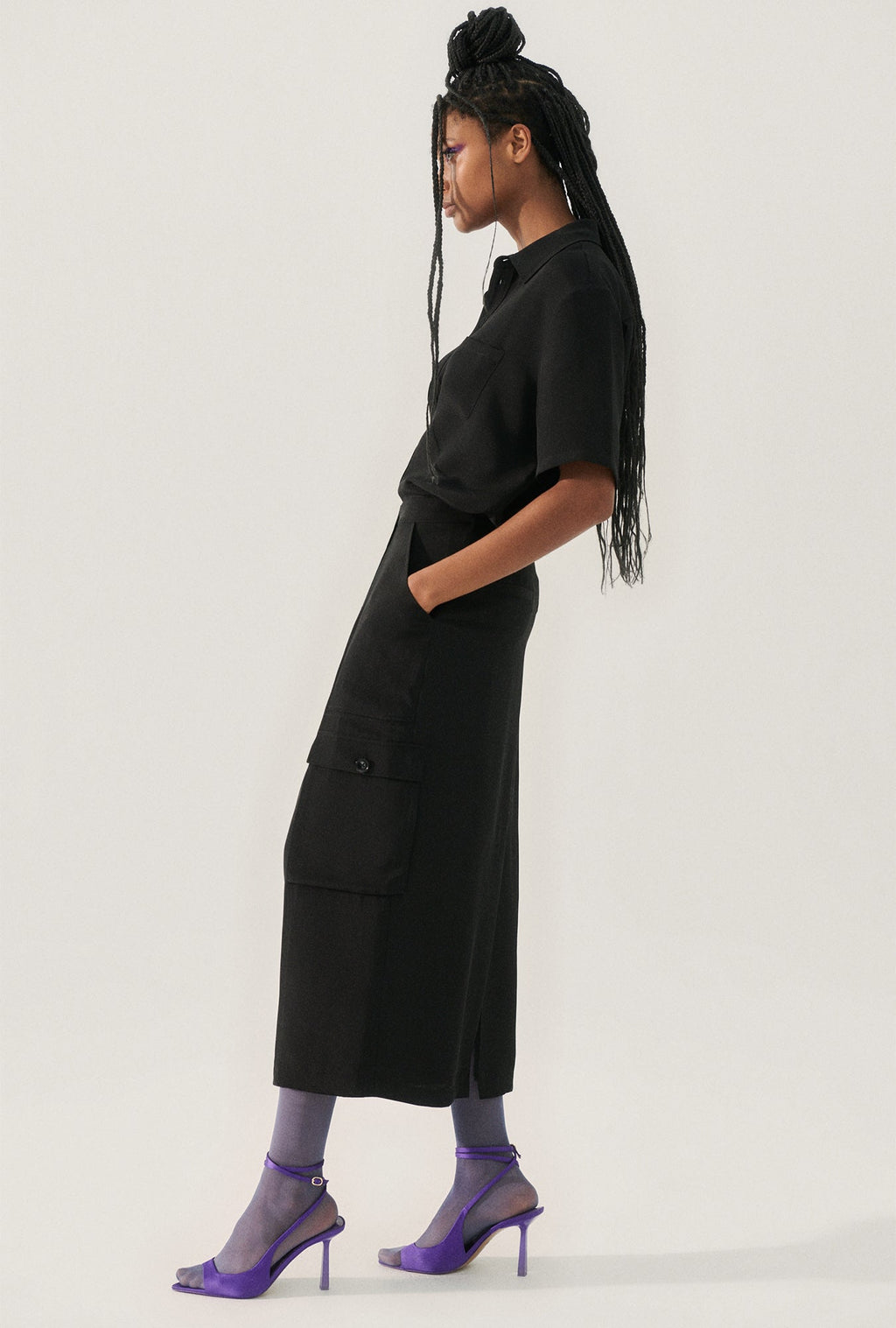 Silk Laundry CDC Long Suit Skirt - Black