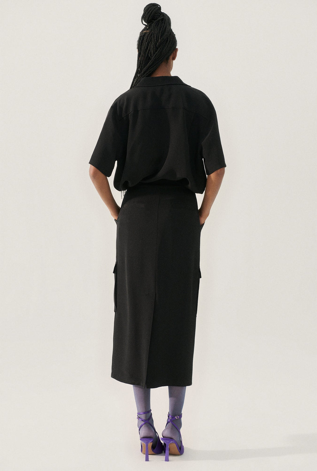 Silk Laundry CDC Long Suit Skirt - Black