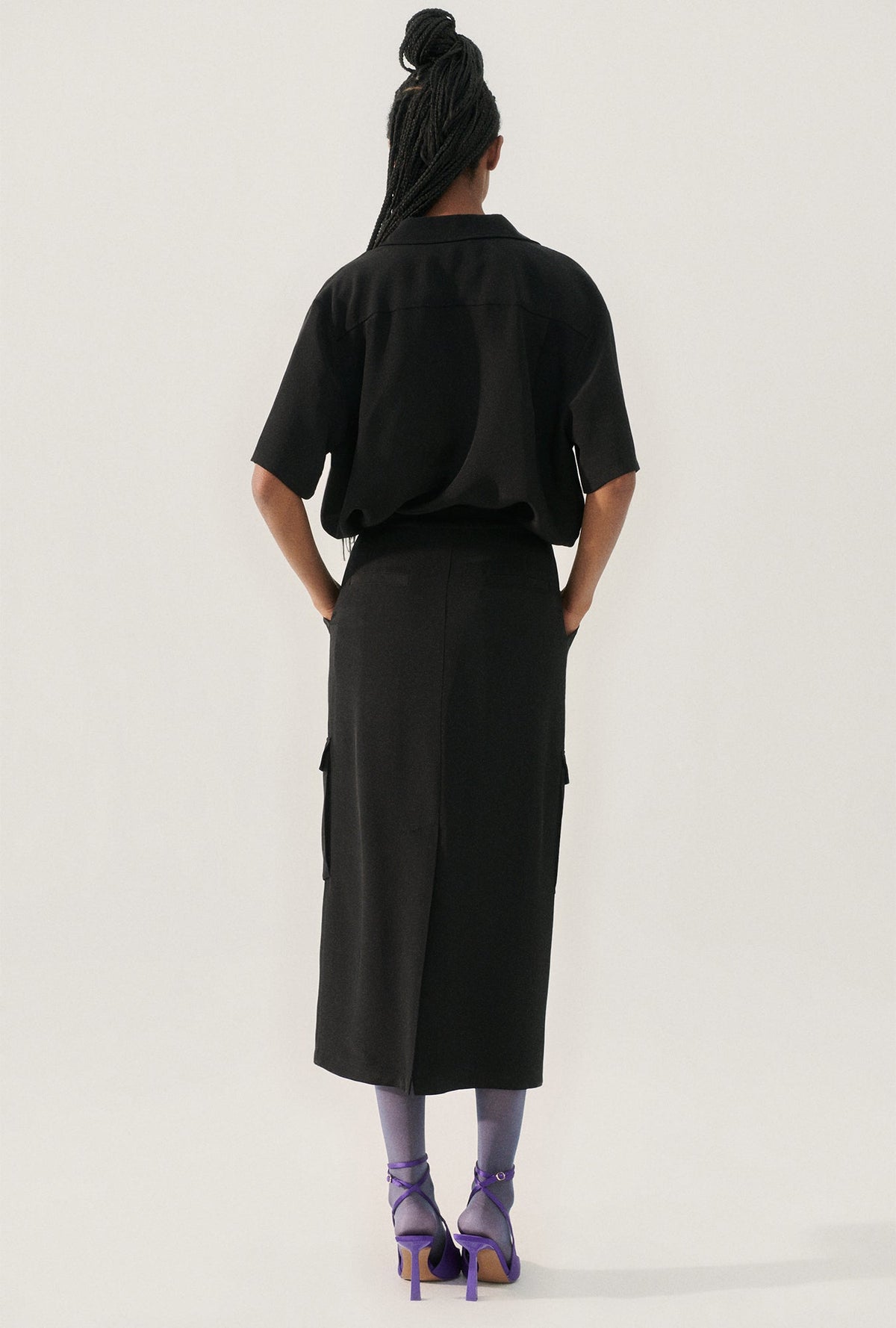 Silk Laundry CDC Long Suit Skirt - Black