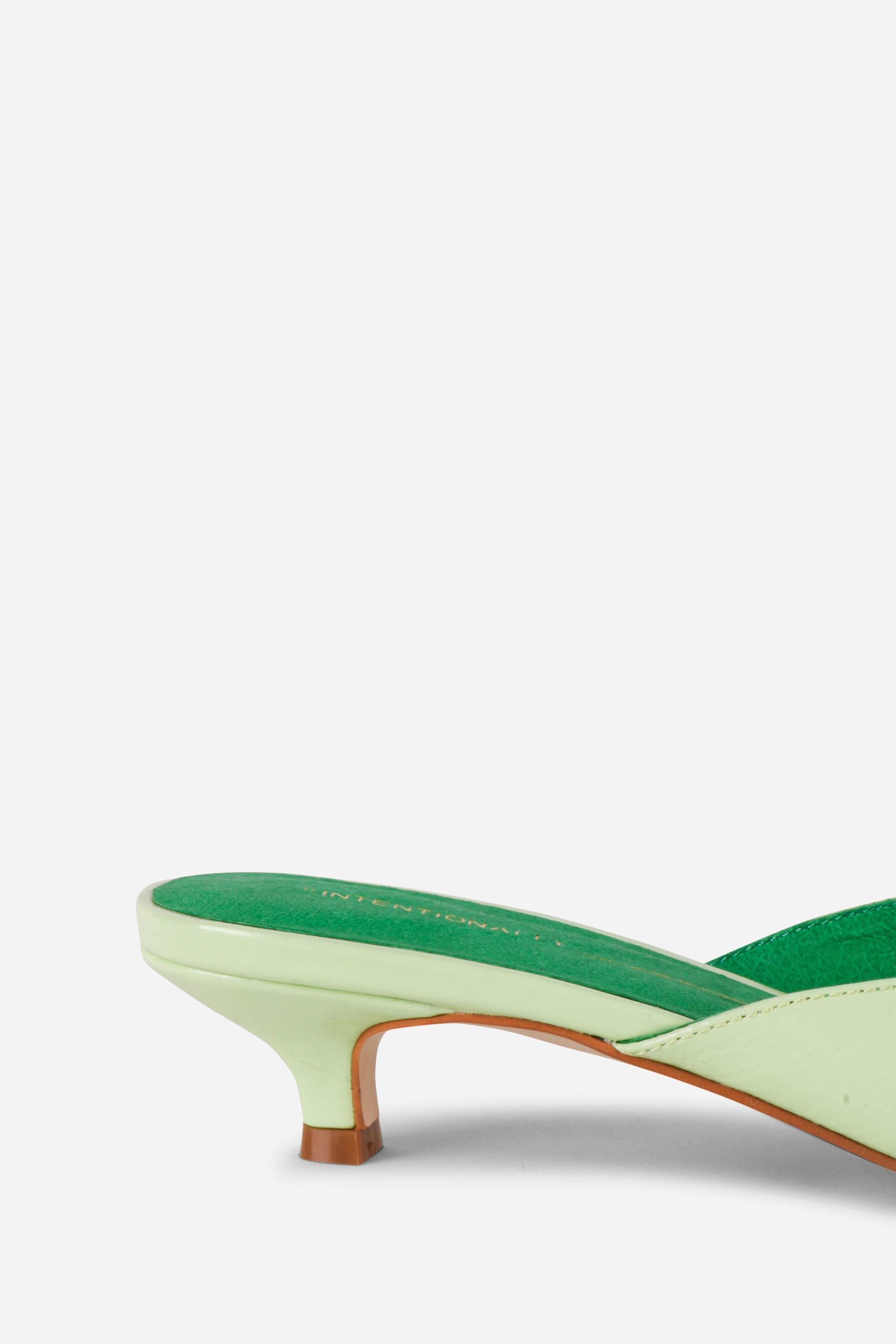 "INTENTIONALLY __________." Cee Kitten Heel Mule Shoes