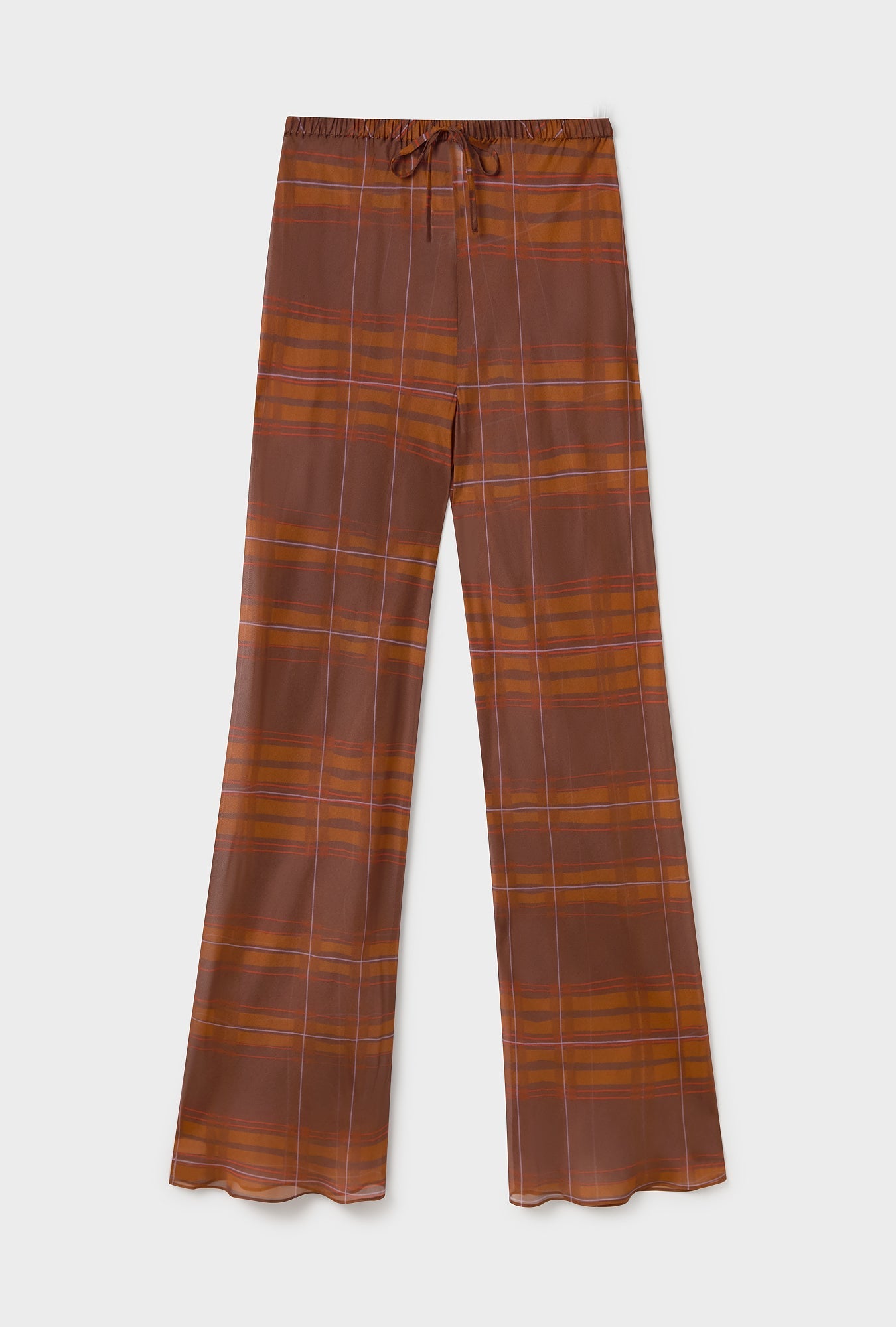 Silk Laundry Chiffon Bias Cut Pants - Root Plaid