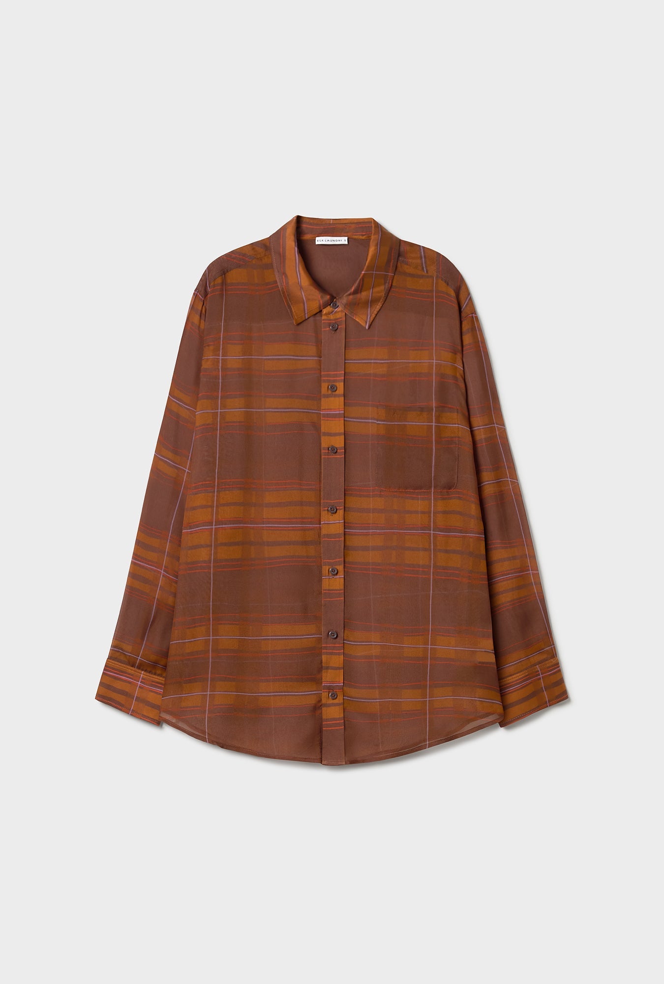 Silk Laundry Chiffon Boyfriend Shirt - Root Plaid