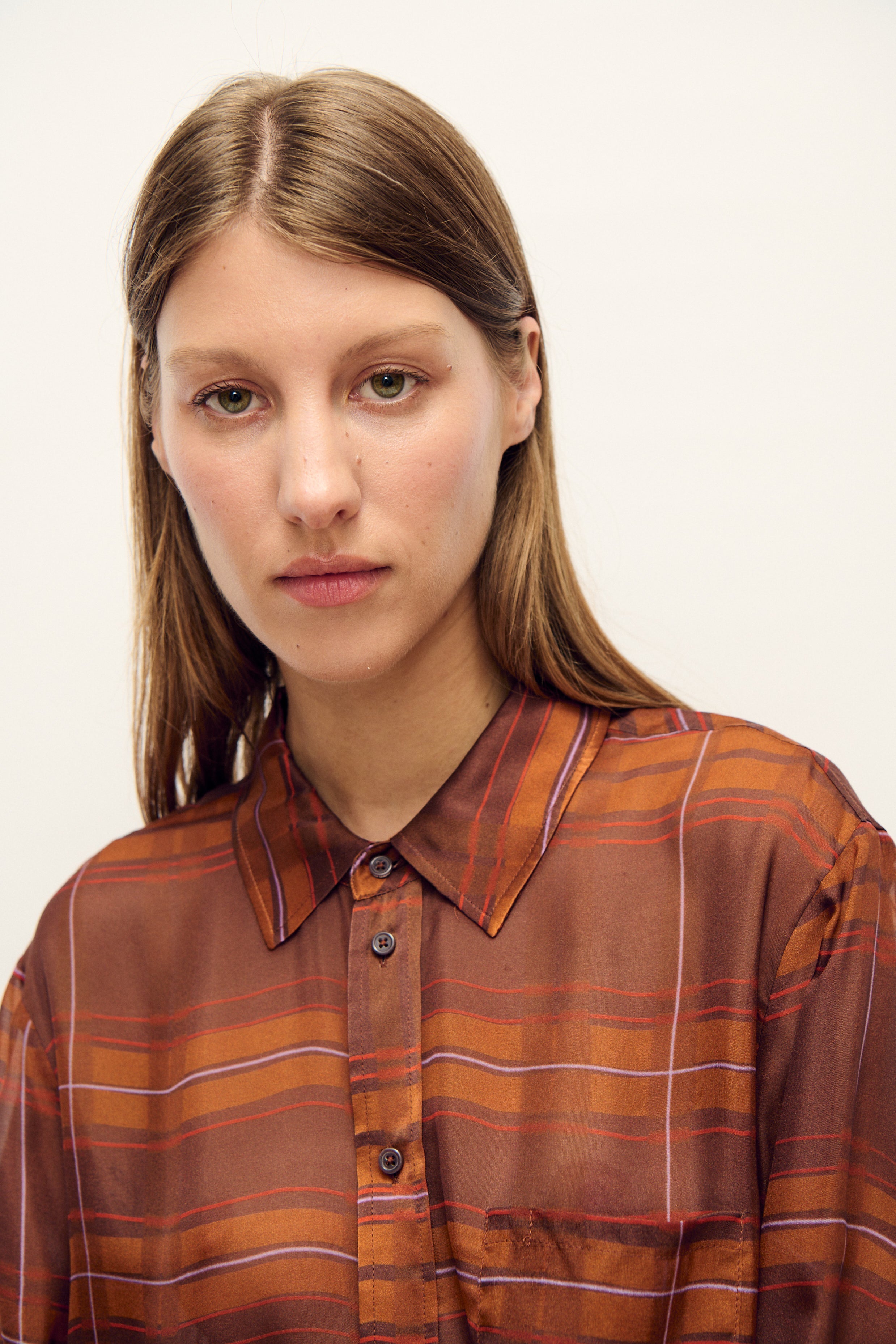 Silk Laundry Chiffon Boyfriend Shirt - Root Plaid