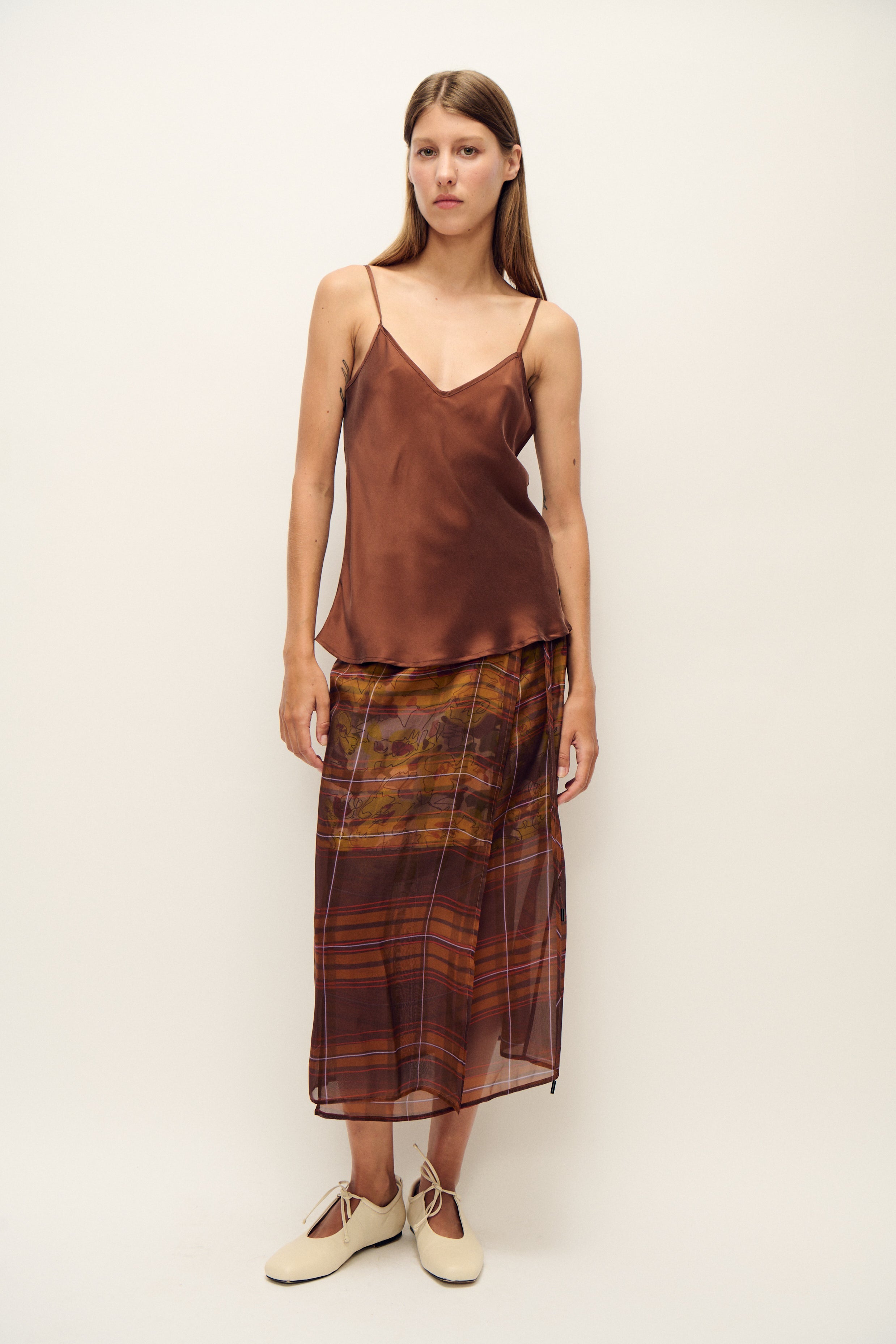 Silk Laundry Chiffon Wrap Skirt - Sunflower Floral