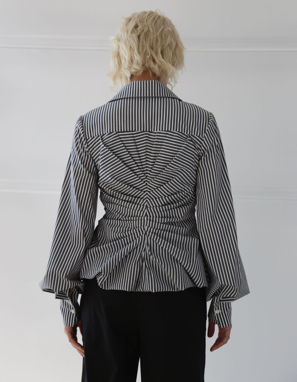 MAET Chlea Striped Shirt - White/Dark Grey Stripes