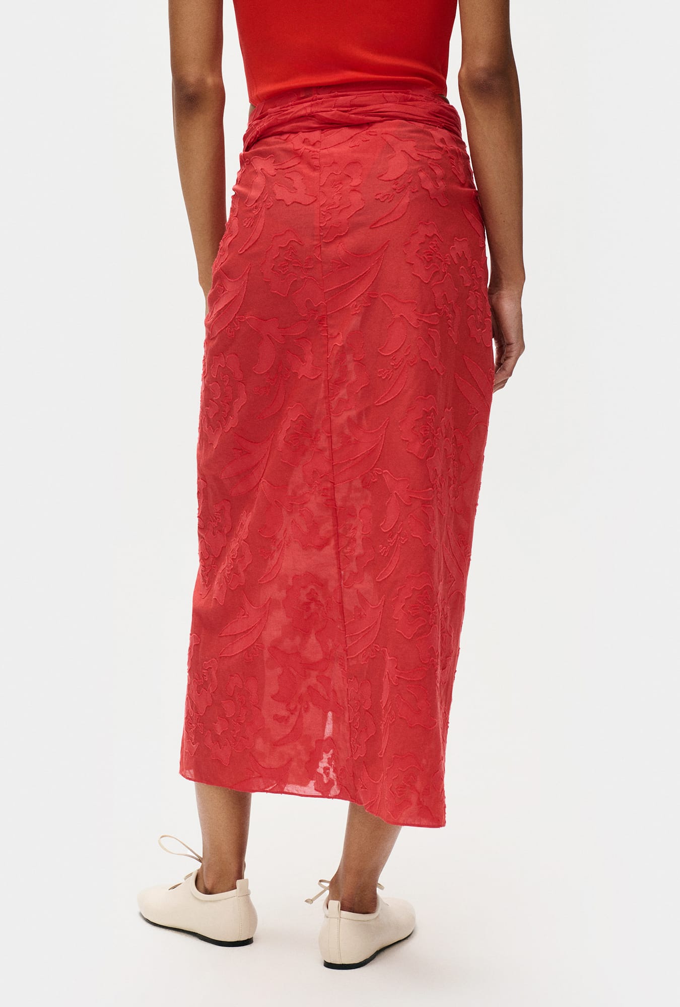 Silk Laundry Clip Silk Wrap Skirt - Geranium