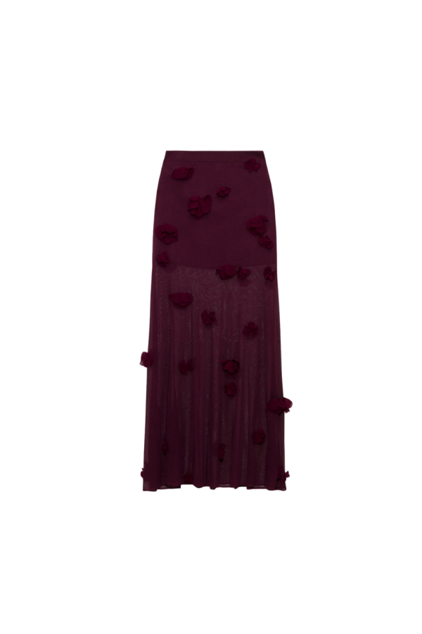 Jonathan Simkhai Cora Floral Appliqué Midi Skirt - Fig