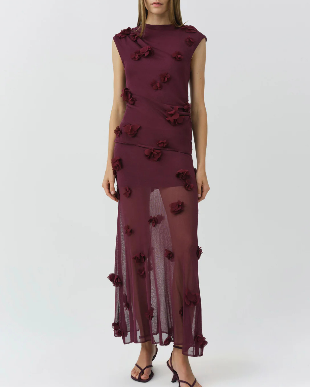Jonathan Simkhai Cora Floral Appliqué Midi Skirt - Fig