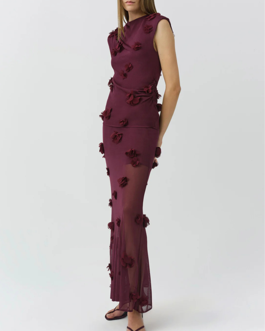 Jonathan Simkhai Cora Floral Appliqué Midi Skirt - Fig