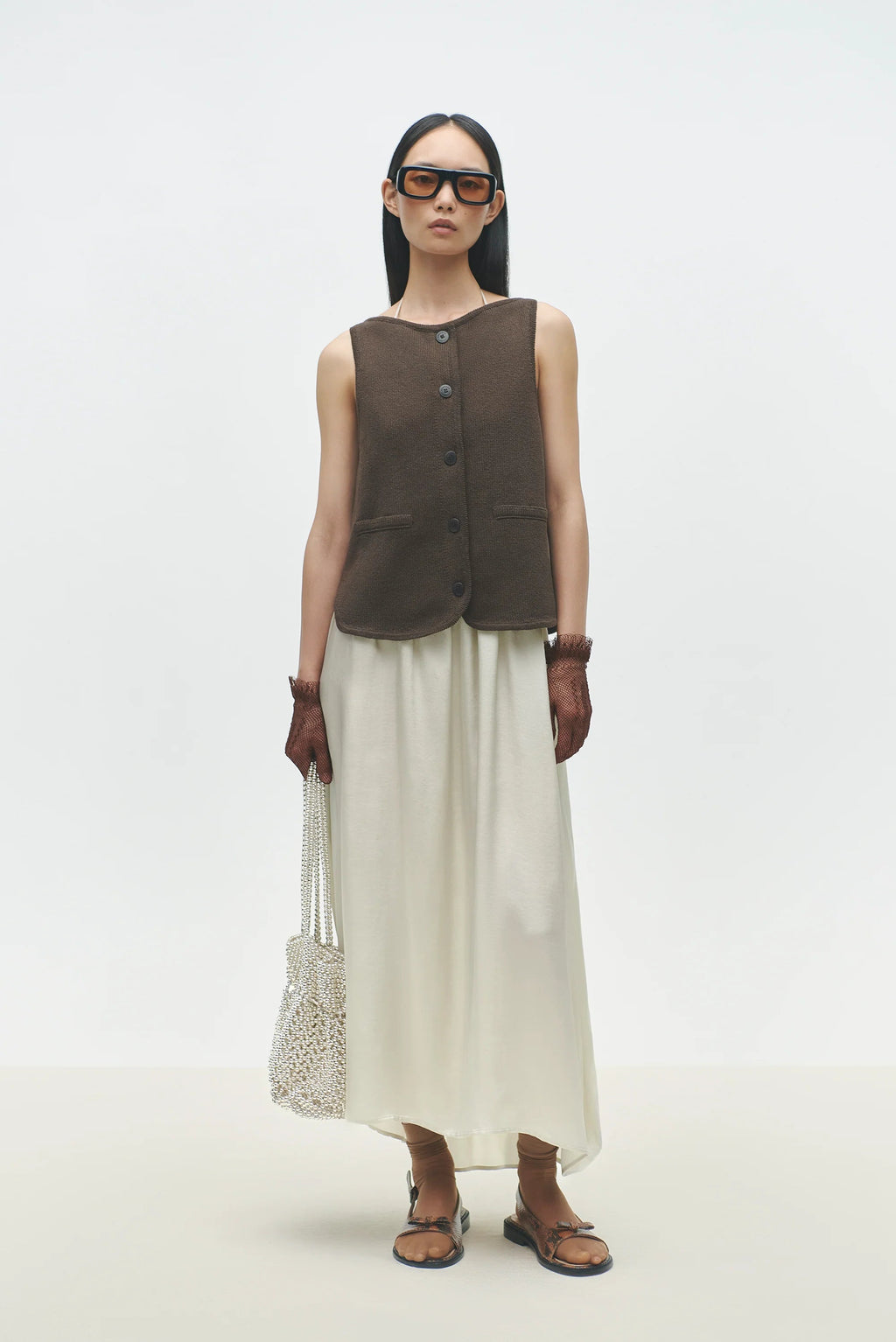 Cordera Boat-Neck Waistcoat - Brown