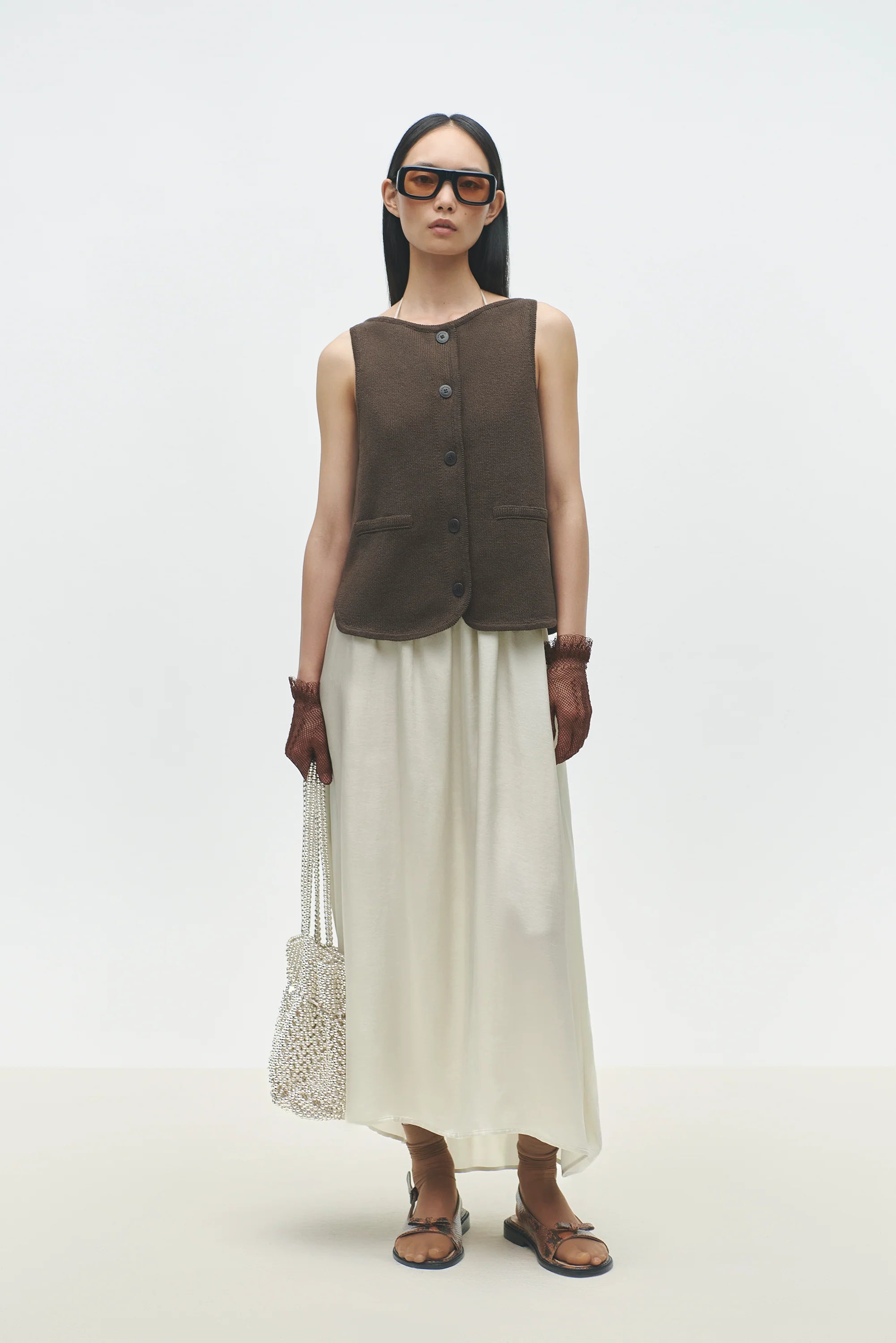 Cordera Boat-Neck Waistcoat - Brown