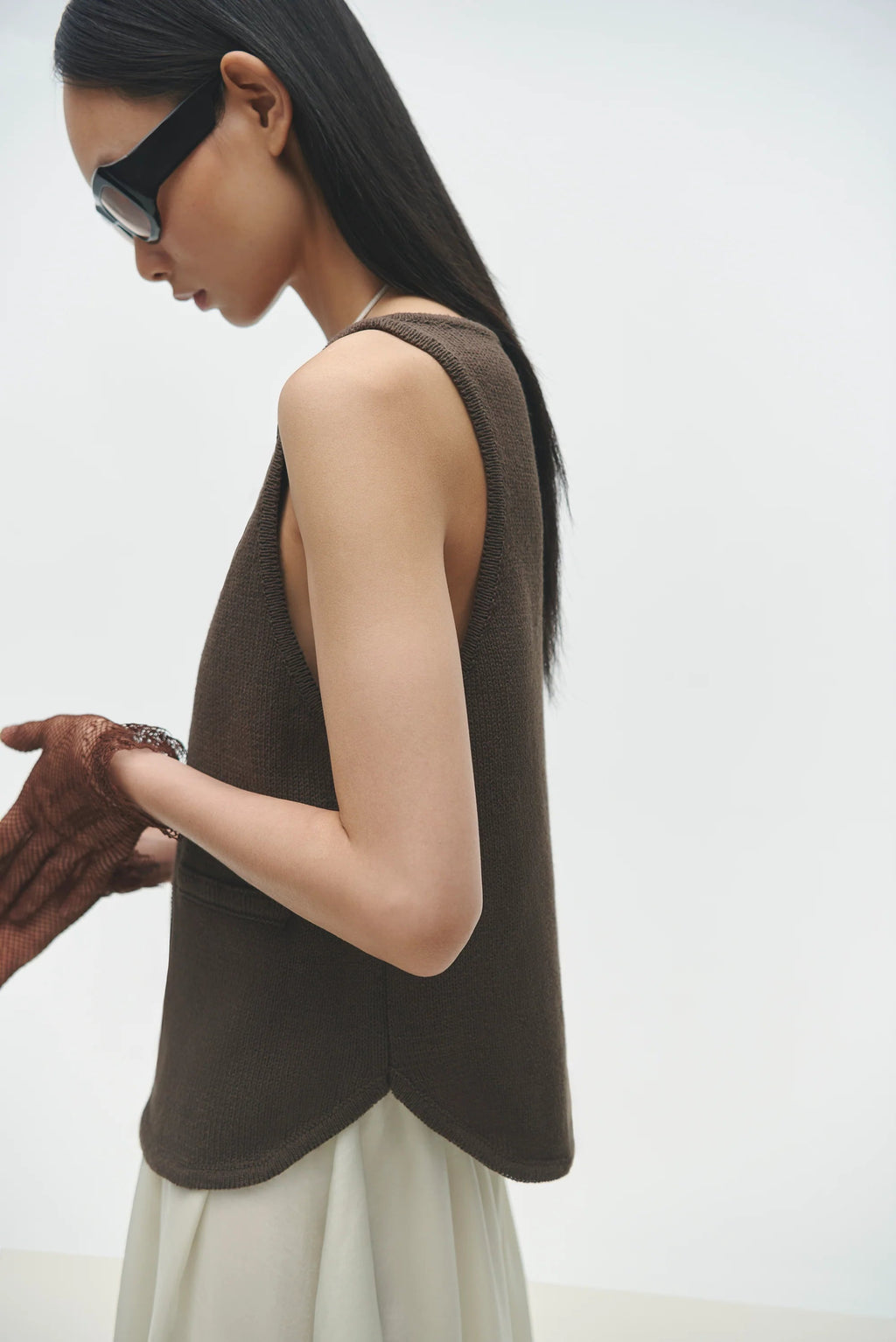 Cordera Boat-Neck Waistcoat - Brown