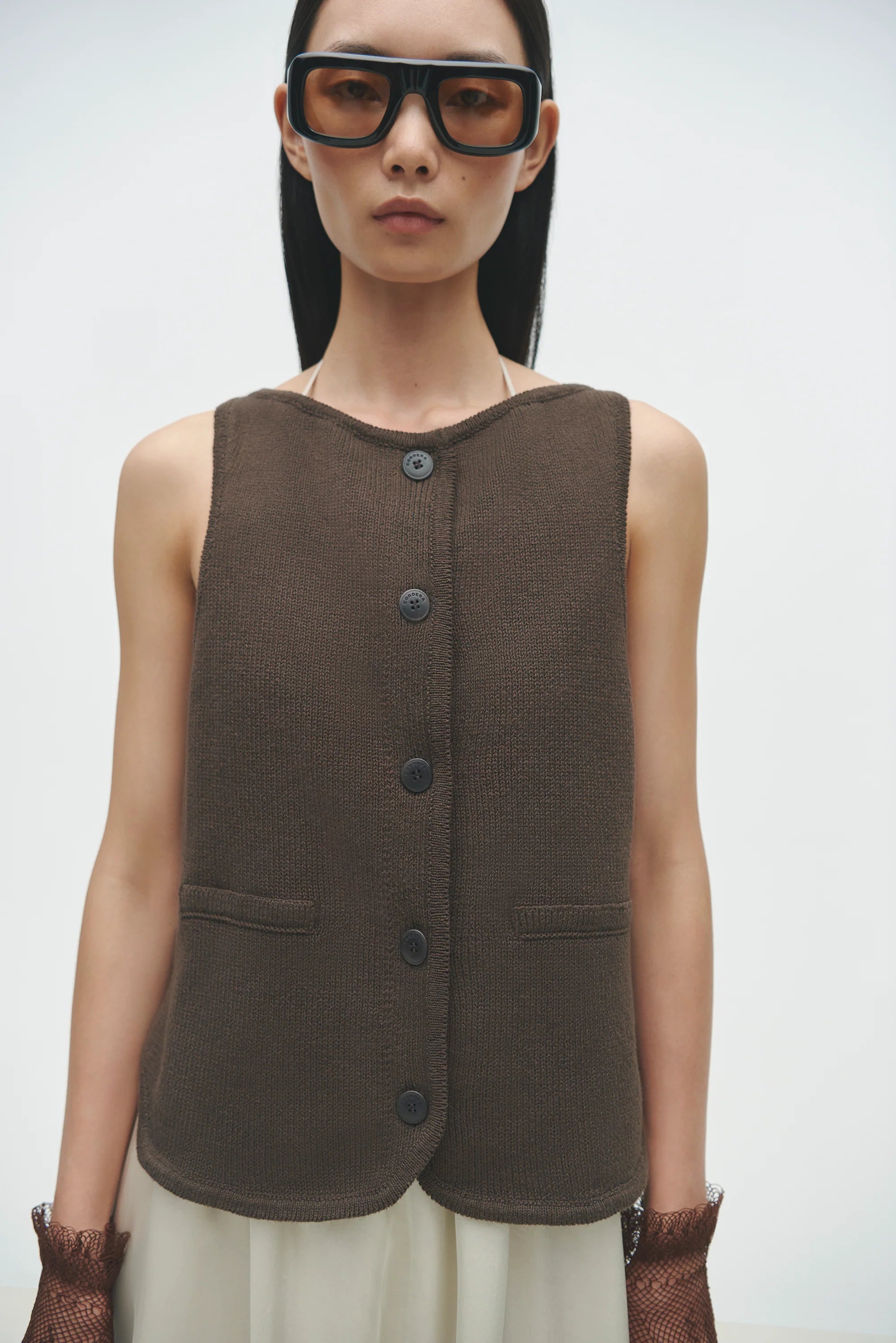 Cordera Boat-Neck Waistcoat - Brown