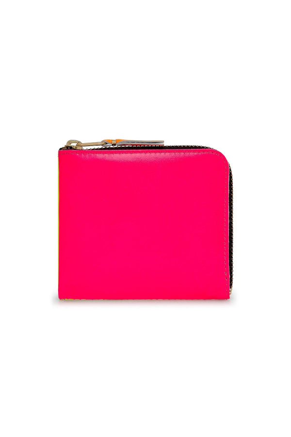 Comme des Garçons CORNER ZIP WALLET - PINK/YELLOW