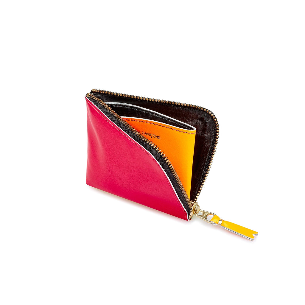 Comme des Garçons CORNER ZIP WALLET - PINK/YELLOW