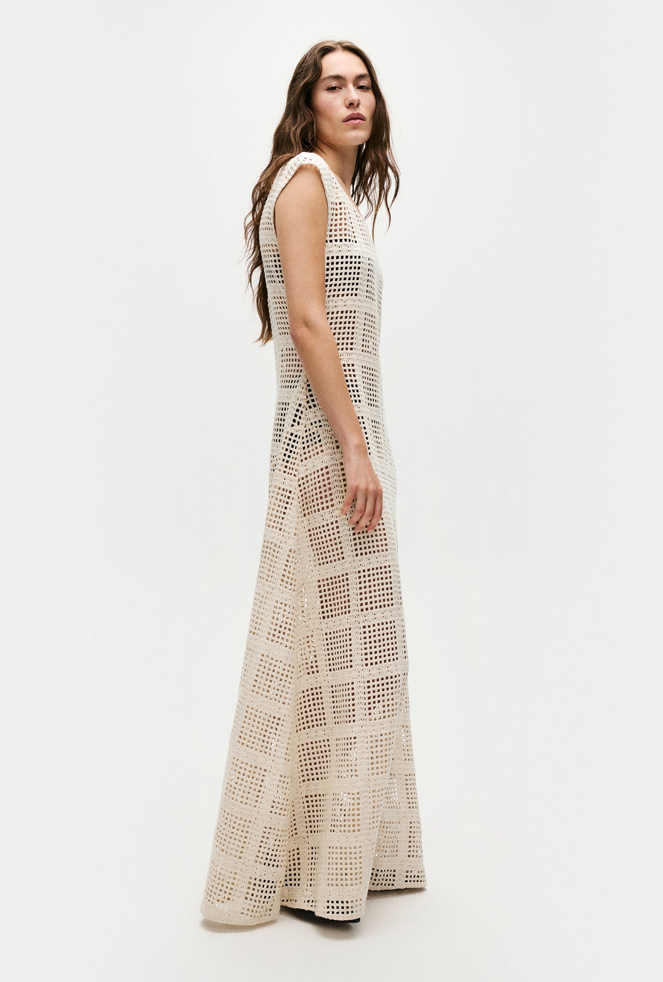 Silk Laundry Cotton Grid Got It Dress - Natural