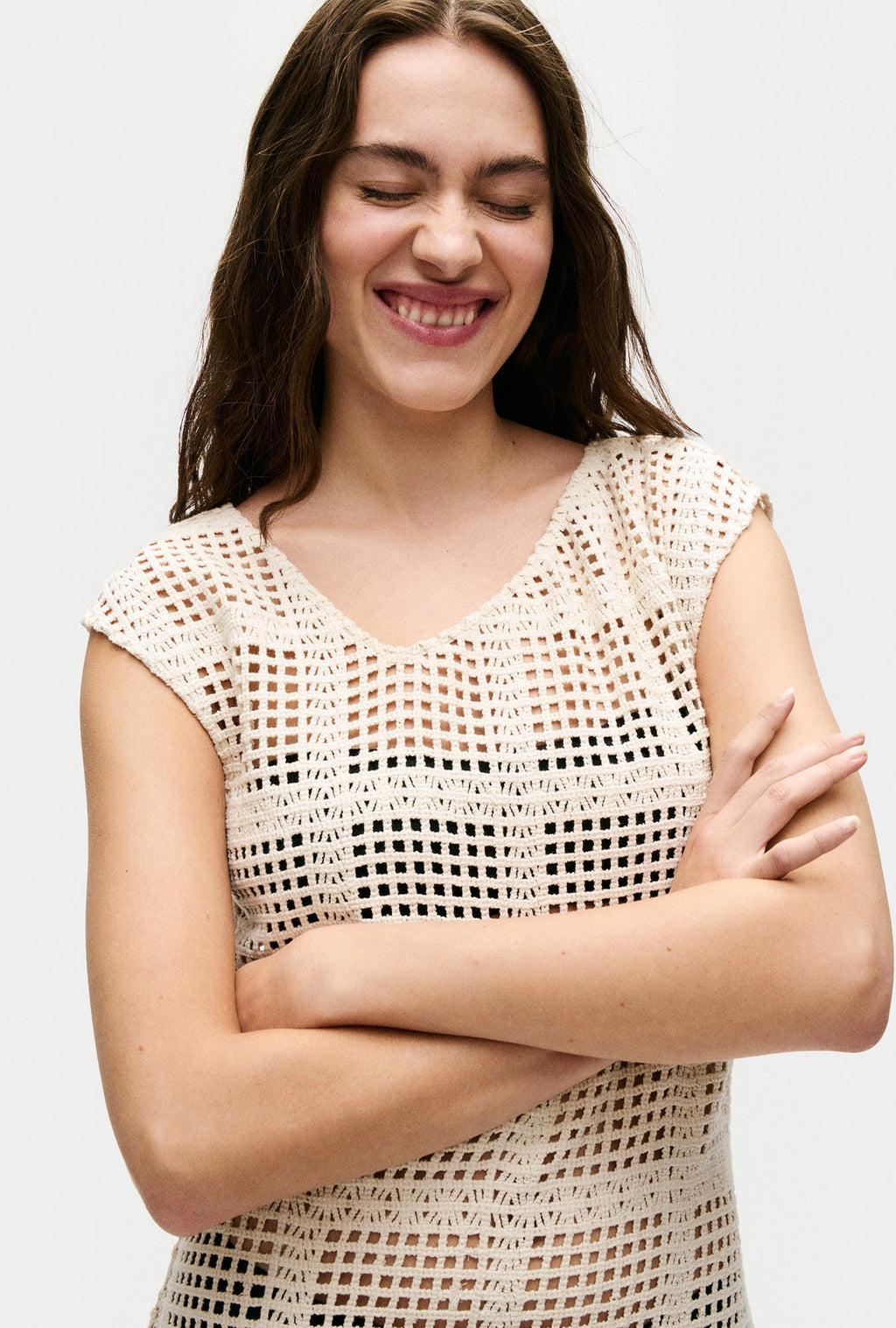 Silk Laundry Cotton Grid Got It Dress - Natural