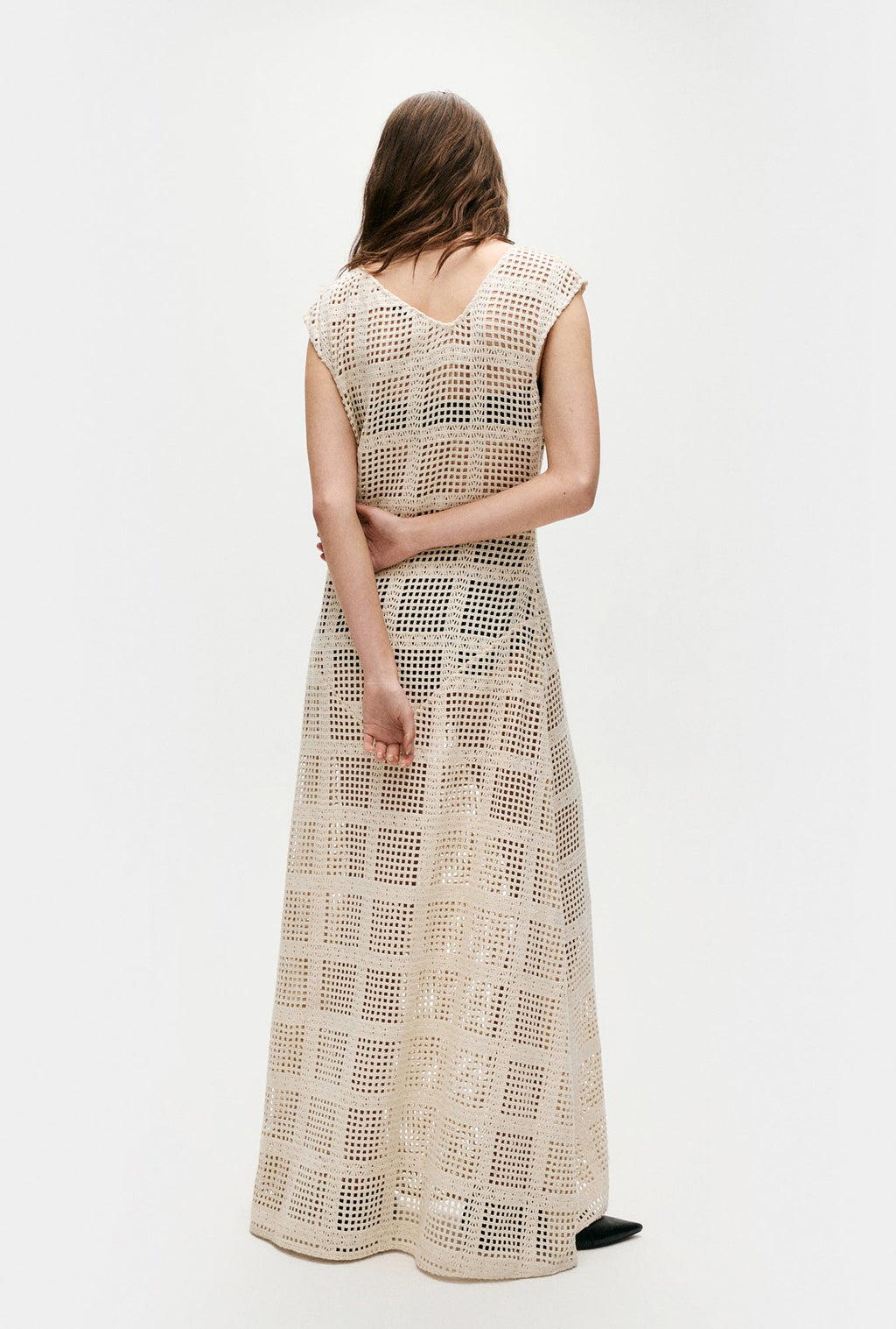 Silk Laundry Cotton Grid Got It Dress - Natural