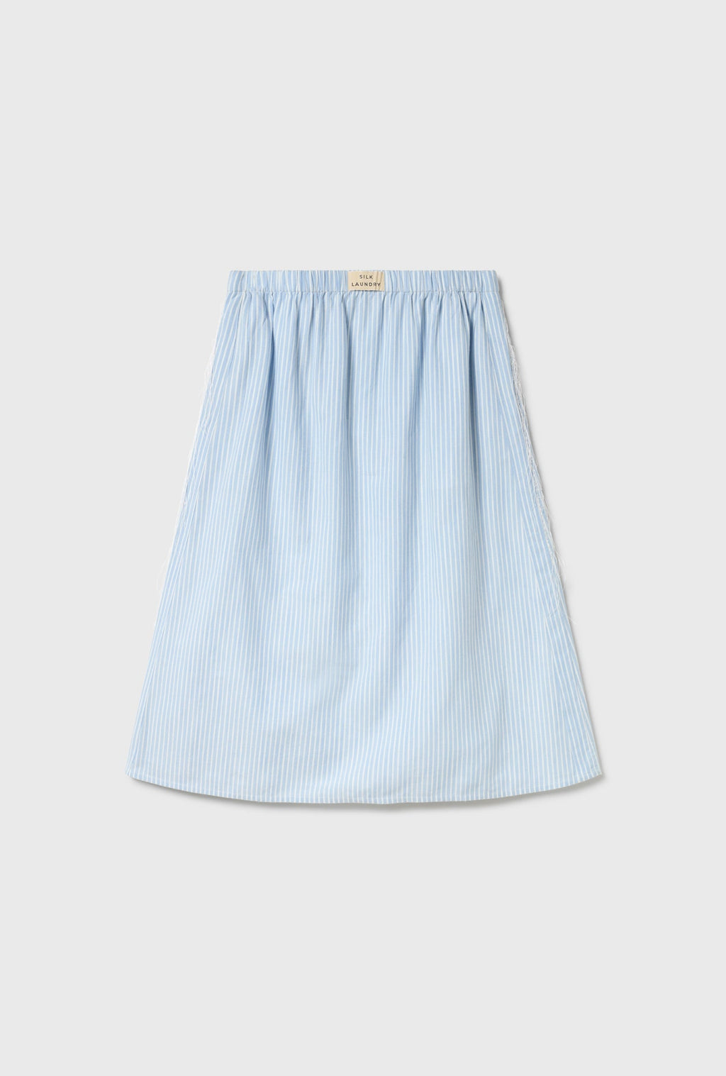 Silk Laundry Cotton Midi Skirt - Storm Stripe