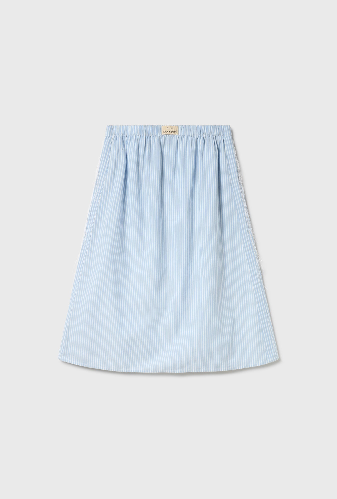 Silk Laundry Cotton Midi Skirt - Storm Stripe
