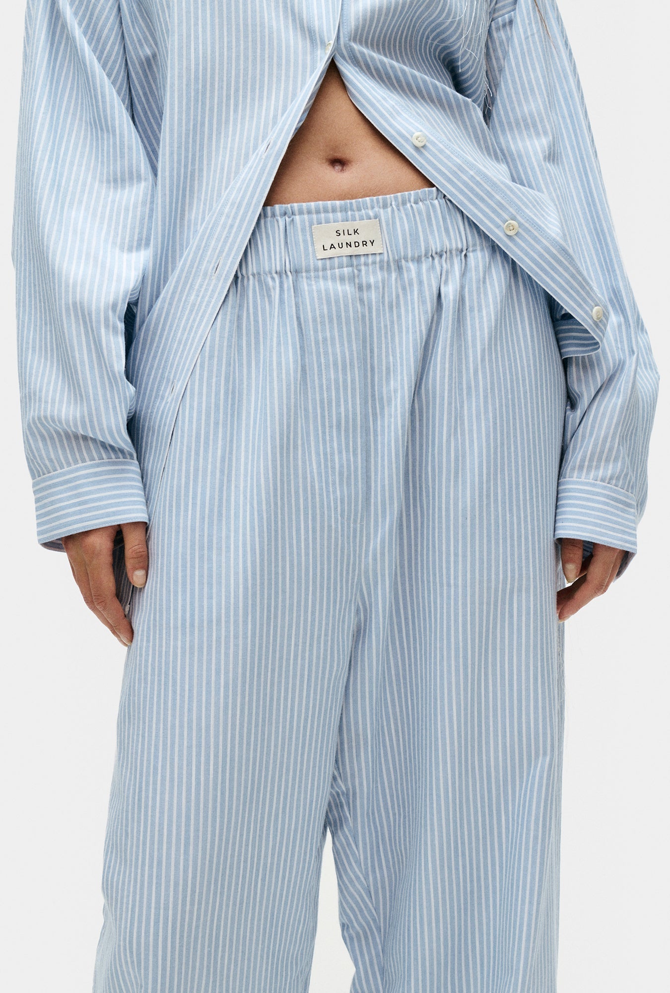 Silk Laundry Cotton Paper Bag Pants - Storm Stripe