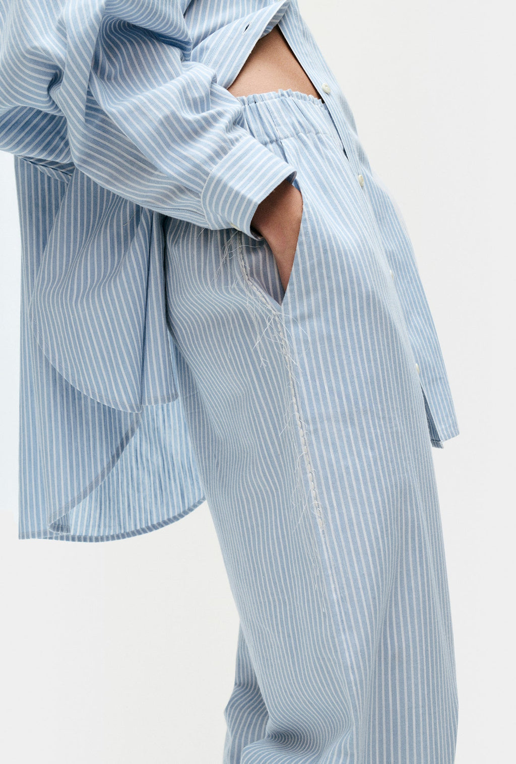 Silk Laundry Cotton Paper Bag Pants - Storm Stripe