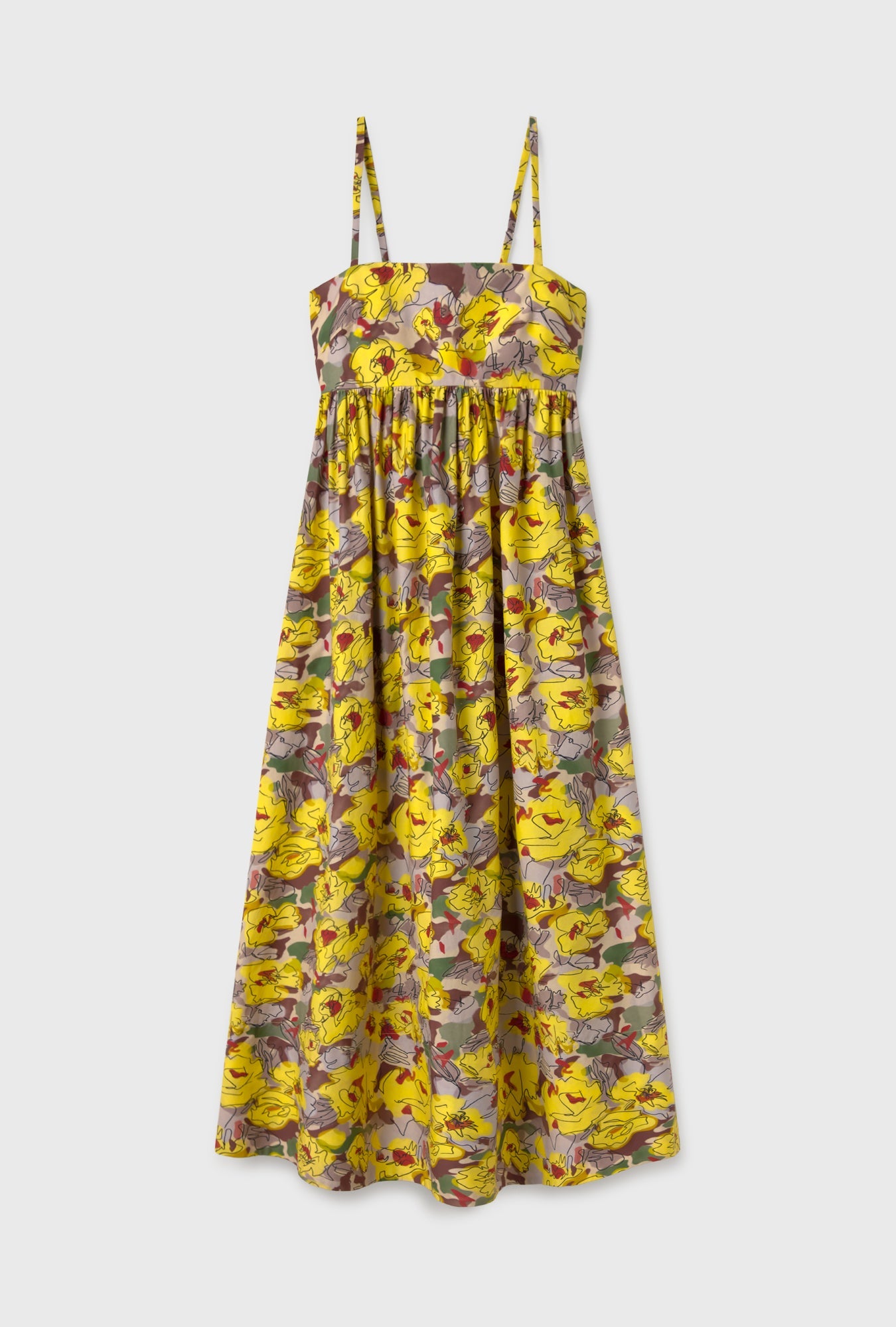 Silk Laundry Cotton Silk Tulip Dress - Sunflower Floral