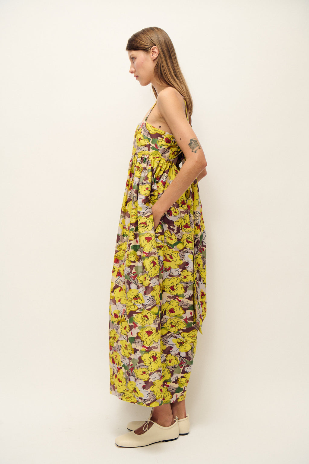 Silk Laundry Cotton Silk Tulip Dress - Sunflower Floral