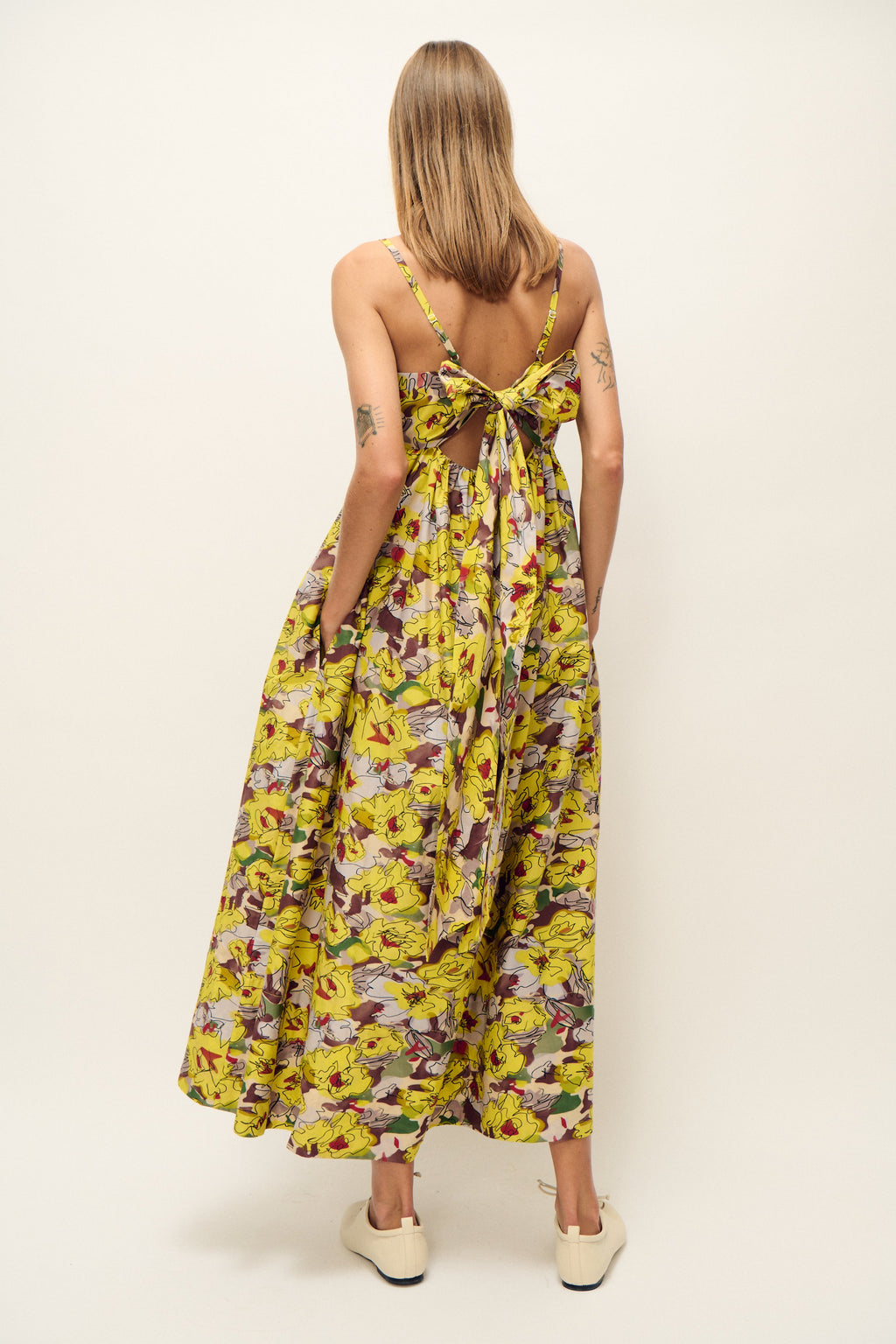 Silk Laundry Cotton Silk Tulip Dress - Sunflower Floral