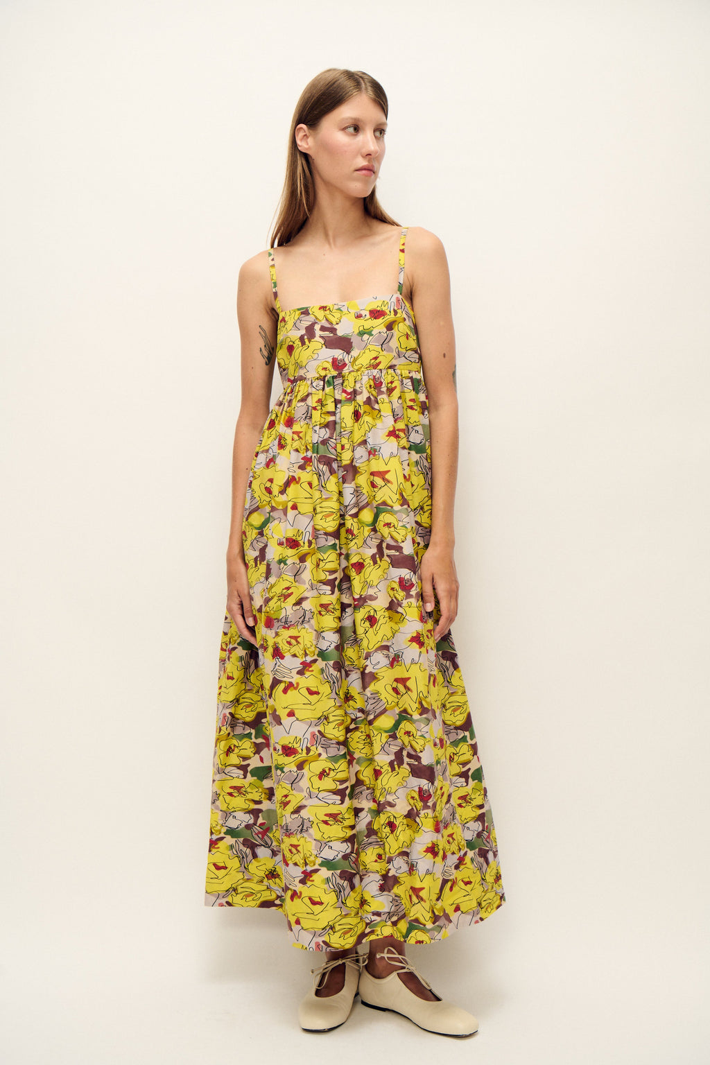 Silk Laundry Cotton Silk Tulip Dress - Sunflower Floral