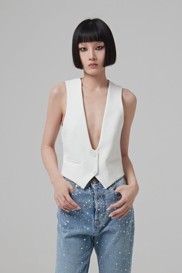 Alexandre Vauthier Couture Edit Vest - Off White