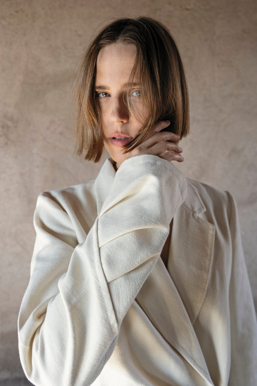 K M by L A N G E Folds Jacket - Cream Butter