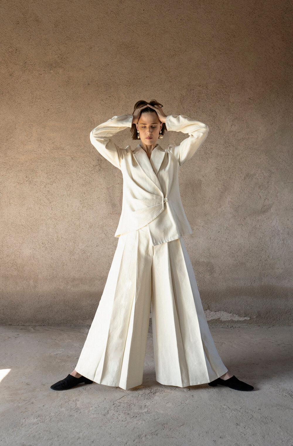 K M by L A N G E Folds Jacket - Cream Butter