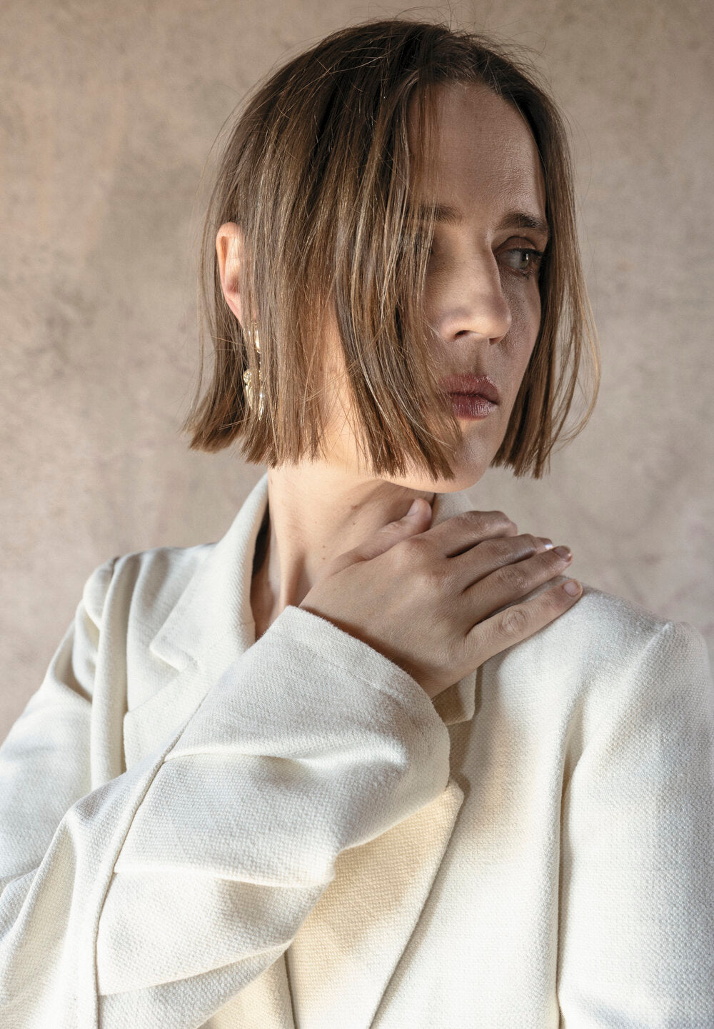 K M by L A N G E Folds Jacket - Cream Butter