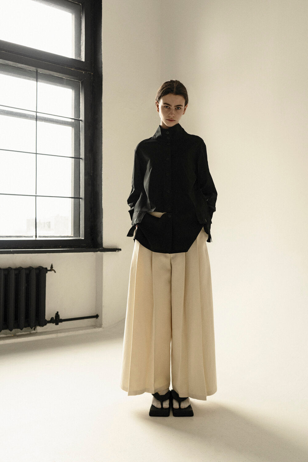 K M by L A N G E Pleated Pants - Cream