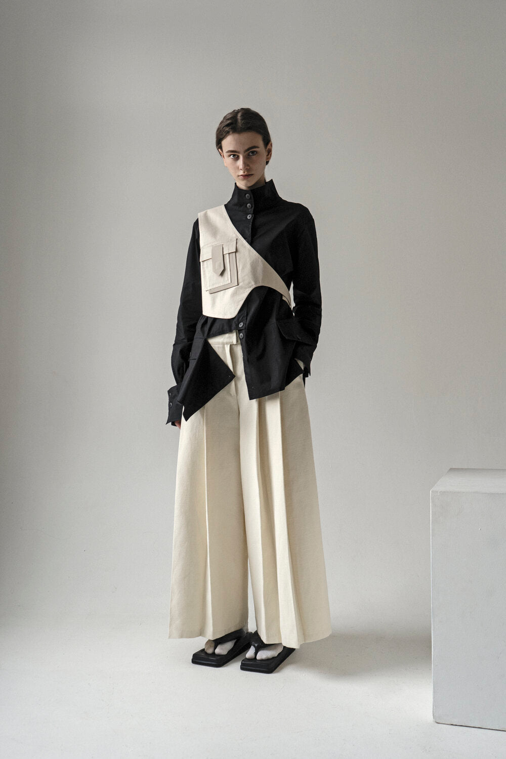 K M by L A N G E Pleated Pants - Cream