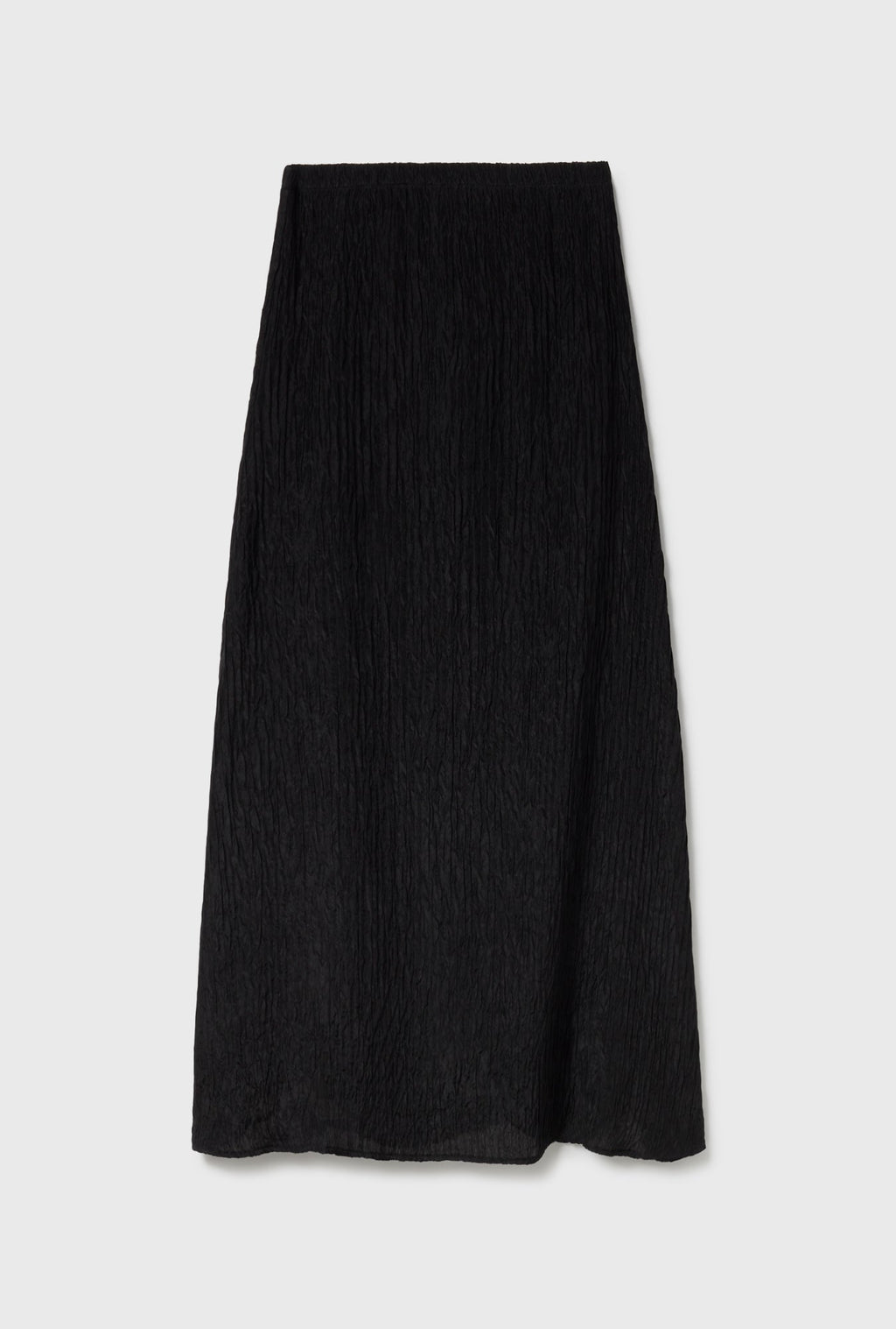 Silk Laundry Crinkle Long Bias Cut Skirt - Black
