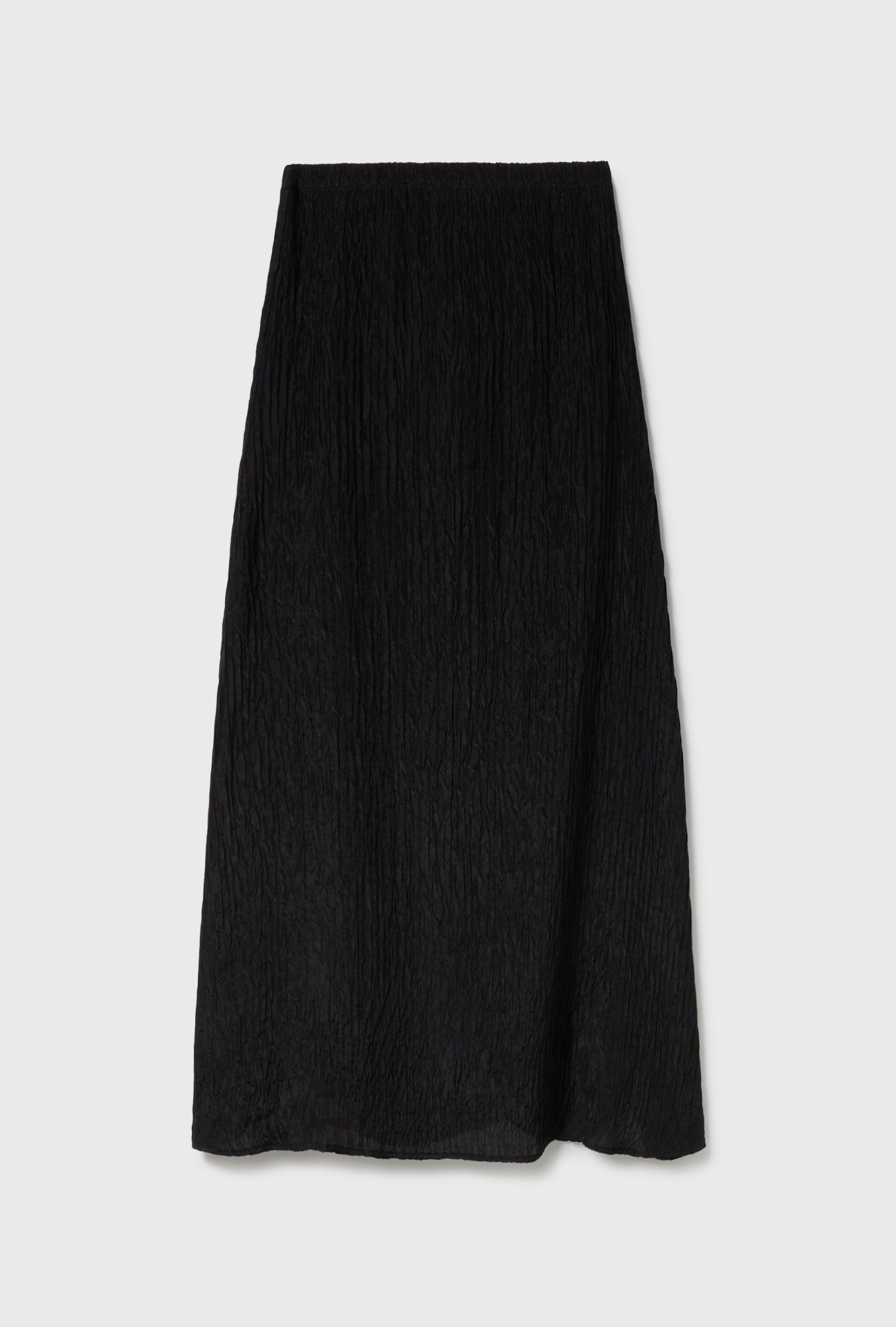 Silk Laundry Crinkle Long Bias Cut Skirt - Black