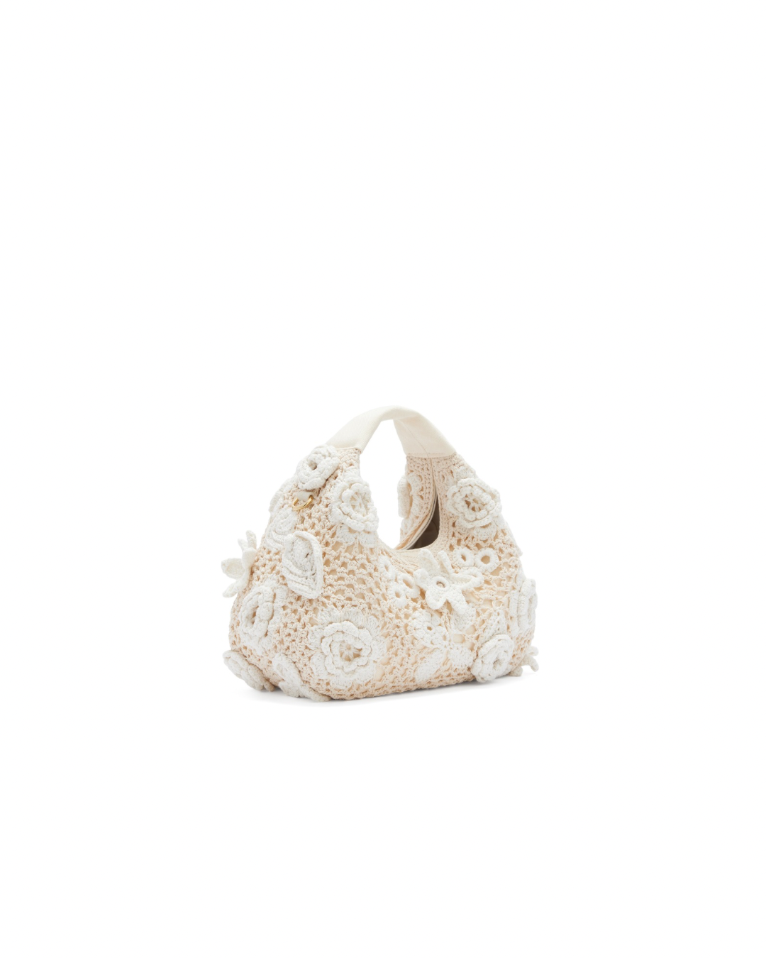Ganni Crochet Flowers Mini Hobo - Egret