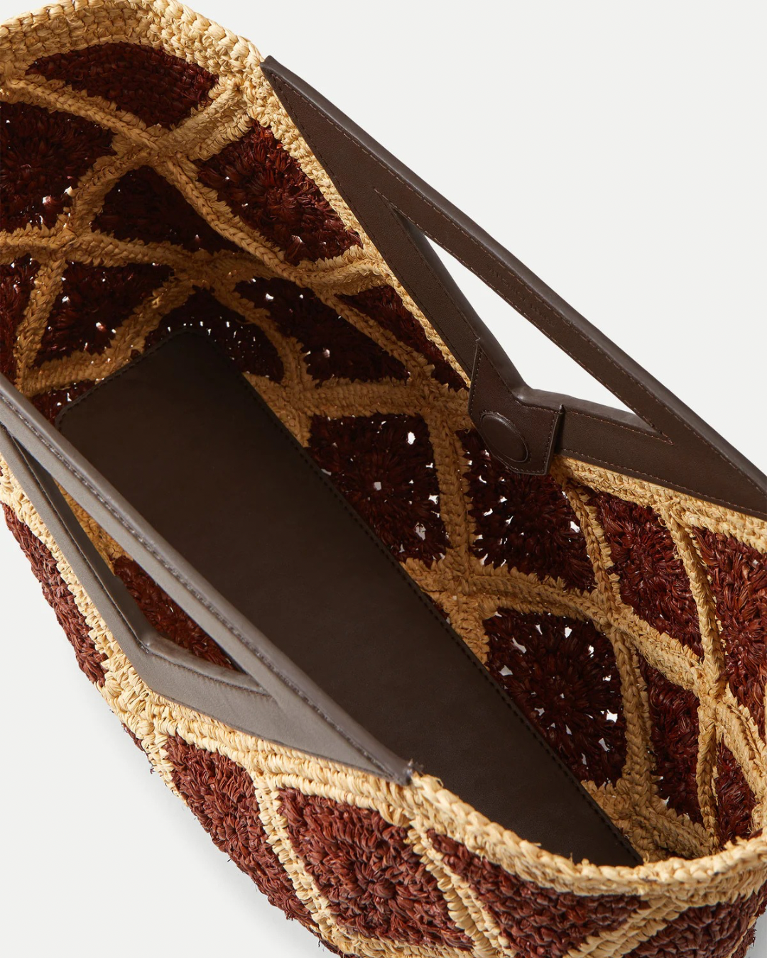Veronica Beard Crochet Raffia Vesper Bag - Espresso Multi