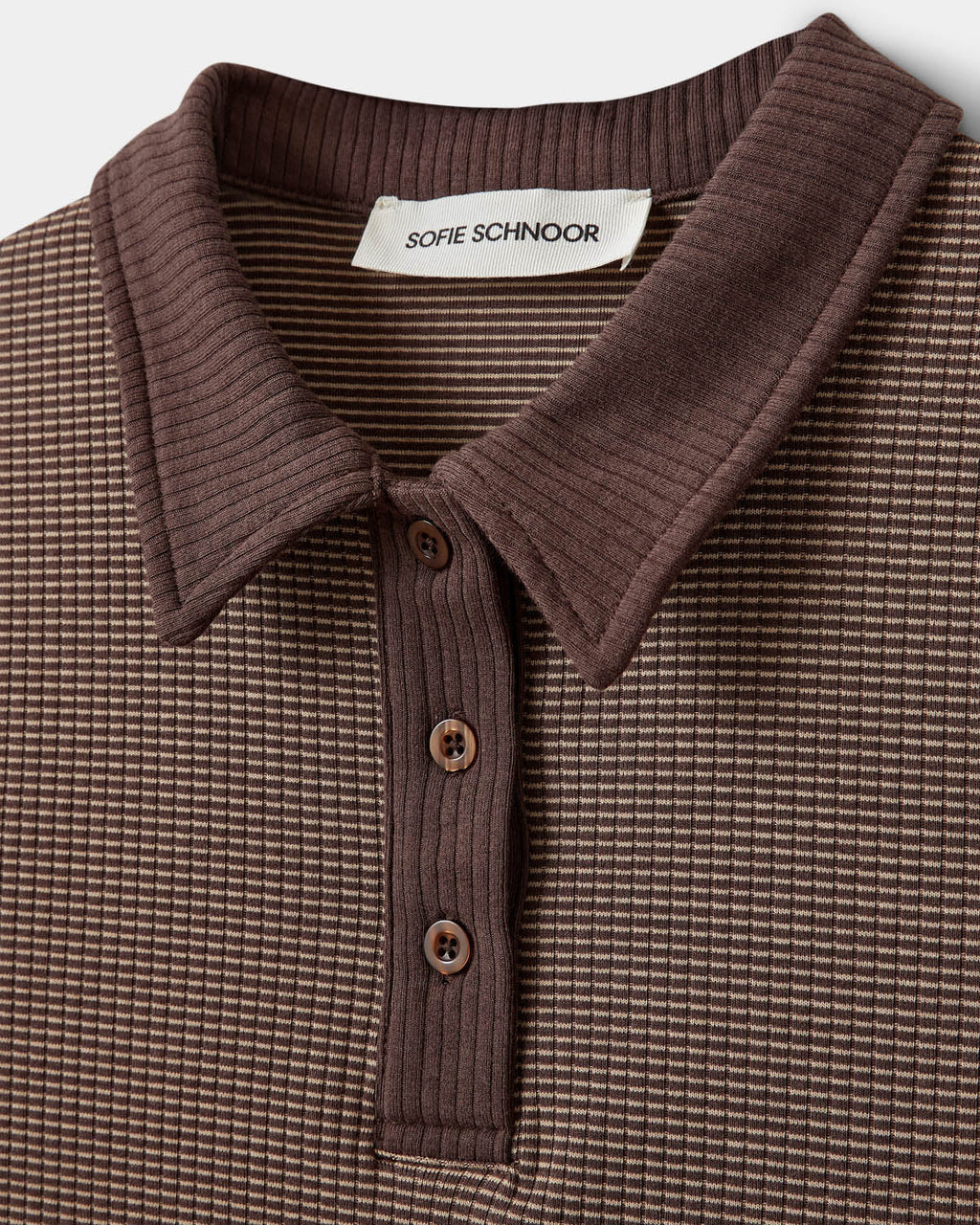 Sofie Schnoor Calista Rib Polo T-Shirt - Brown Striped