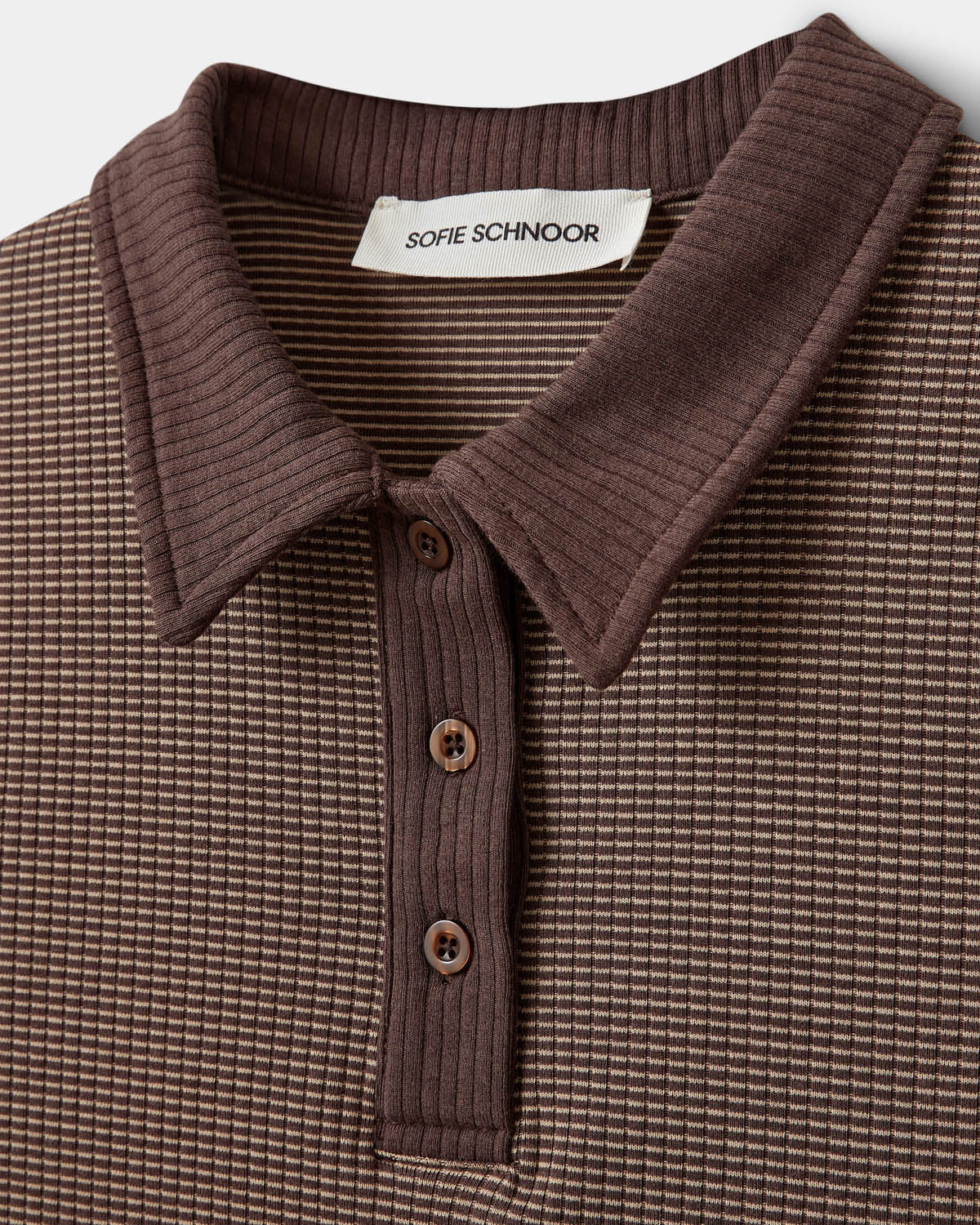 Sofie Schnoor Calista Rib Polo T-Shirt - Brown Striped