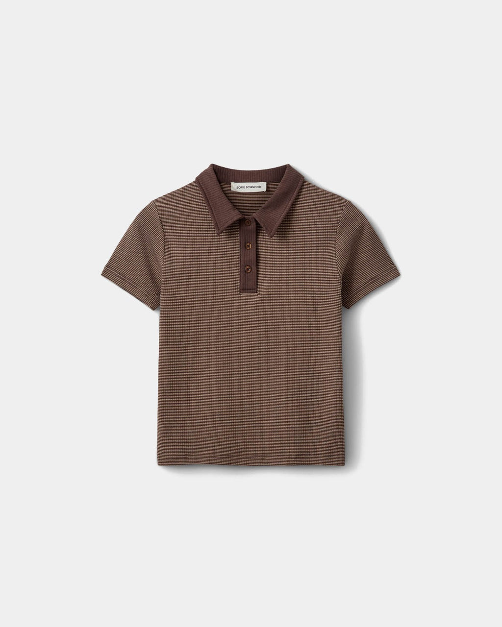 Sofie Schnoor Calista Rib Polo T-Shirt - Brown Striped